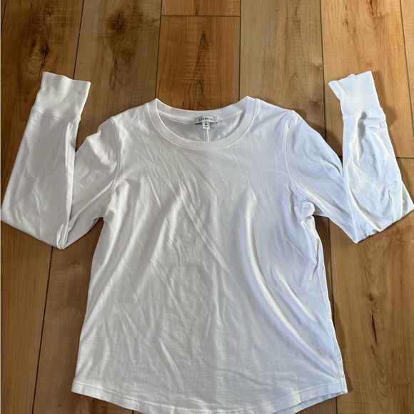 Evereve Peyton Crew White Long Sleeve Top Medium - Picture 2 of 6